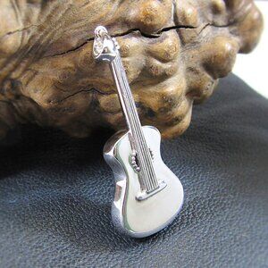 Solid 925 Sterling Silver Guitar Pendant - Musical Jewelry - Unique Gift